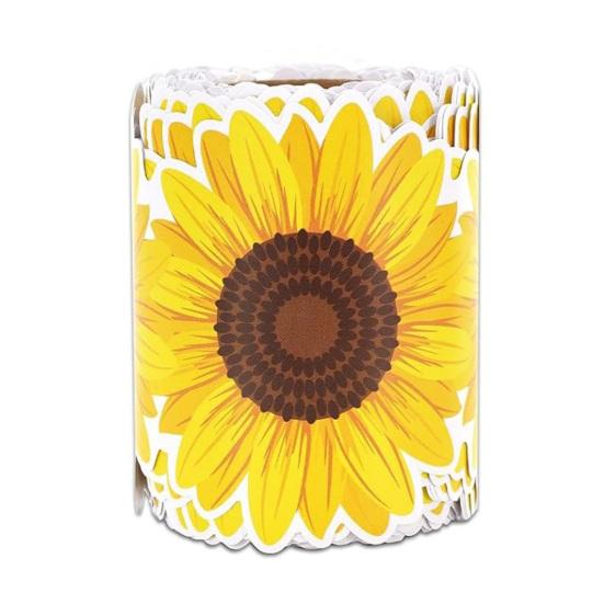 Yousheng Sunflower Bulletin Board Border Roll Self-Adhesive Classroom Decor Floral Trim for Blackboard Whiteboard DIY Wall Decal