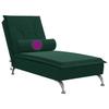 Massage Chaise Lounge with Neck Roll Dark Green Velvet