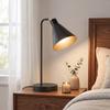 Set Of 2 Modern Table Lamps In Steel With USB Ports E27 Base Black
