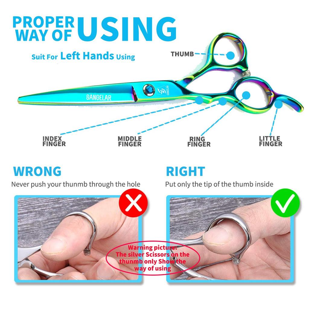 SANGELAR 6-дюймовые профессиональные ножницы для левой руки, набор японских стальных ножниц для стрижки волос, обычные и филировочные ножницы для парикмахеров и салонов красоты