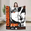 My Chainsaw Heart Pochita Chainsaw Man Plush Flannel Throw Blanket for Outdoor Warmth Quality Bedspread Gift