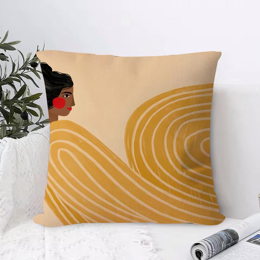 Абстрактные F-Фигурные Линии Девушка София Наволочка Квадратная Подушка Спальня Диван Досуг Комфорт Подушка Гостиная Домашнее Украшение