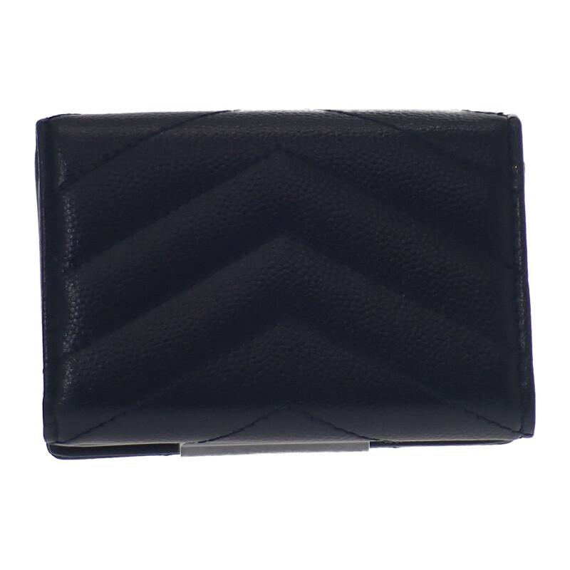 Saint Laurent 668274BOWA11000 Tri-fold Wallet Black Calfskin Women
