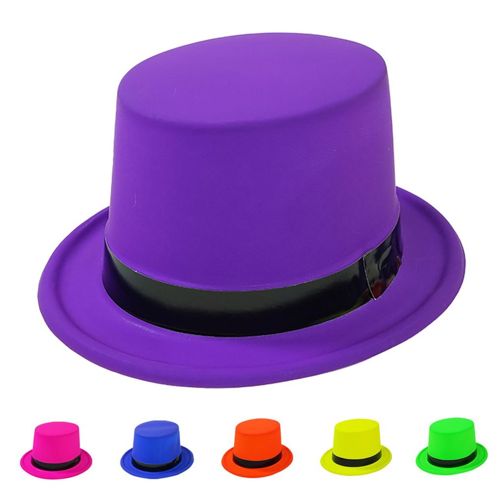 Popular Top Hat with Bright Fluorescent Color for Holiday Fashion Masquerades Party Jazzy Hat Stage Performers Party Hat