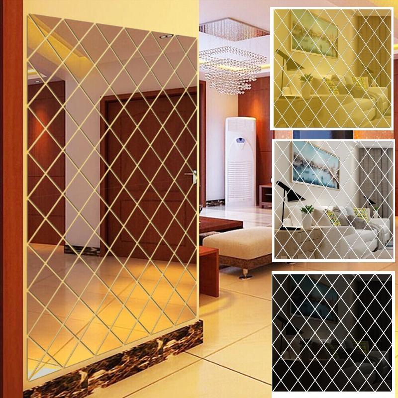Factory Wholesale Cross-border Diamond Combination Living Room Tv Sofa Background Wall Acrylic Mirror Decorative Wall Sticker