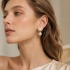 Elegant Brass Petal Pearl Drop Earrings for Women French Romantic Gift Jewelry Daily Fashion Accessory