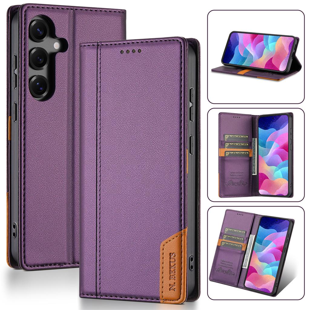 Кожаный чехол для Samsung Galaxy A17 A16 A36 A56 A26 A07 A55 A35 A15 A54 A34 A14 A53 A33 A13 Магнитный деловой откидной чехол-кошелек
