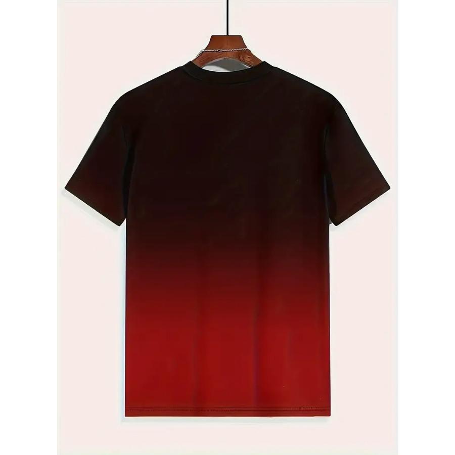 Летняя модная футболка с круглым вырезом и коротким рукавом - яркий графический принт Thunder, градиентный цвет, мягкая, повседневный топ для отдыха для мужчин