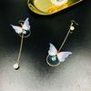 Серебряное кольцо 925 пробы с синей капельной глазурью для женщин и девушек, подарок, циркон, бабочка, милые романтические украшения