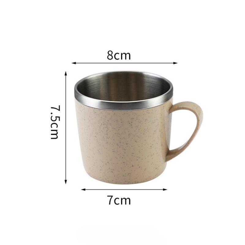 Stainless Steel Wheat Straw Element Cup Portable Double Wall Heat-insulating Coffee Tumbler Household Anti-scalding Drinking Mug