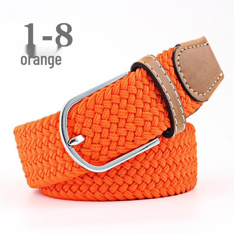 Korean Style Elastic Braided Canvas Belt with Pin Buckle for Men and Women