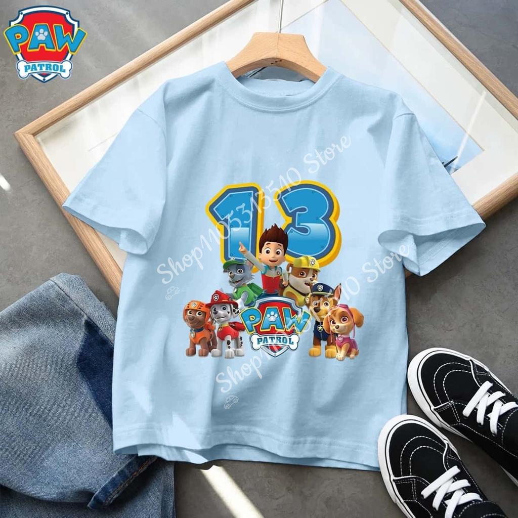 2026 Paws Patrols T Shirt Summer Children Short Sleeves Tops Cotton Clothes Cartoon Anime Kids Kawaii Cute Gift Breathable Soft