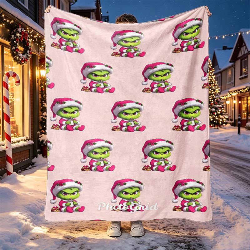 The Grinch Pattern Blanket for Home Decoration, Bed, Sofa, Car Travel, Camping, Suitable for All Seasons, Birthday Christmas Gift