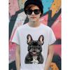 European sizes Boys' T-shirt French Bulldog Portrait Art Print, Ideal for Outdoor Activities, Soft Knitted Top, Comfortable And Breathable