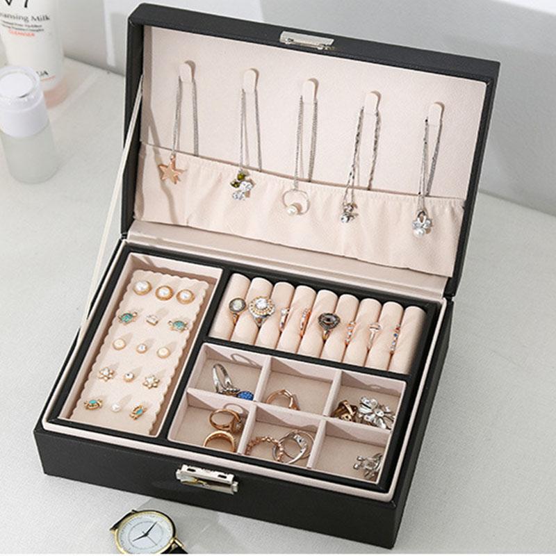 Earrings Necklace Ring Jewelry Organizer Portable Jewelry Storage Box Travel Organizer Jewelry Case Leather Storage