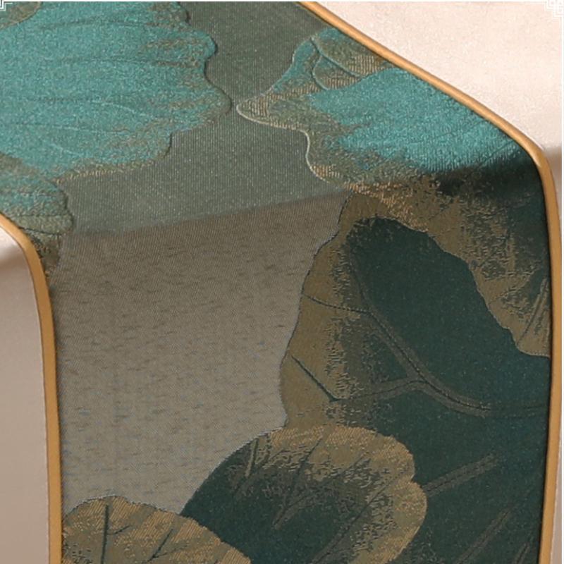 Точная вышивка скатерти с узором в виде листьев лотоса, чайный коврик, популярный ресторан, четыре сезона, универсальные столы, флаг, китайское чайное полотенце