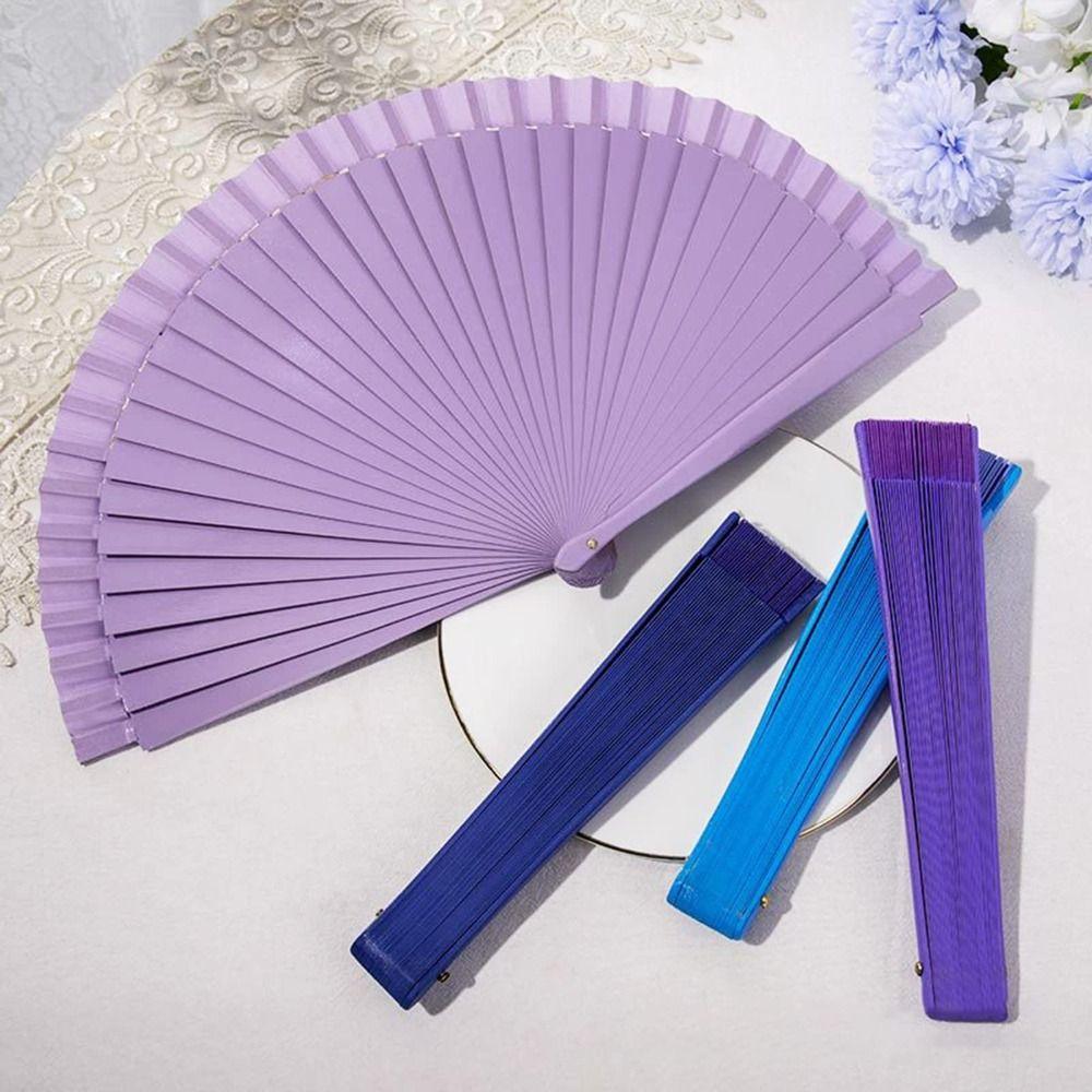 Props Decoration Colorful Chinese Style Folding Fan Wood Folding Fans Spanish Fan Wooden