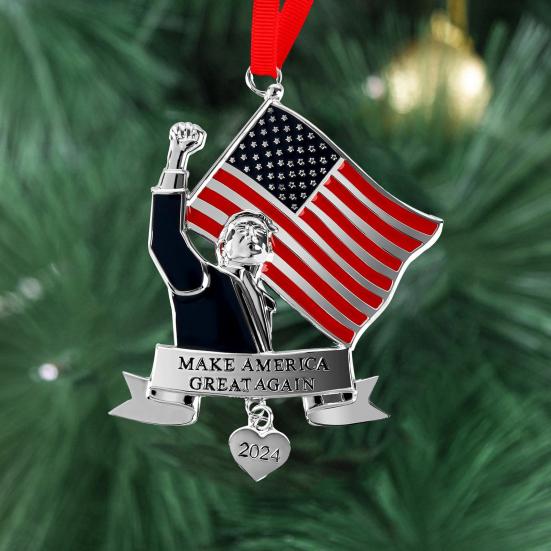Yousheng 1/2Pcs Trump 2024 Рождественское украшение Америка снова великая флаг США Рождественская елка подвесные украшения патриотическое металлическое украшение