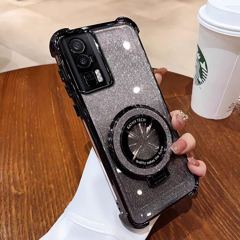 Чехол F5pro, роскошный магнитный кронштейн, противоударный чехол для Xiaomi poco F6 X6 F5 Redmi 13 14 PRo F3 13T 12T, чехол с держателем, блестящий блеск