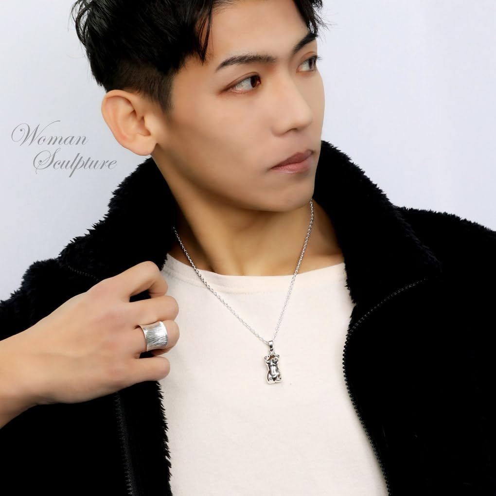 [Синдзюку Гин но Кура] 3D Подвеска в виде обнаженной статуи из серебра 925 пробы (Нет цепи) Очаровательная обнаженная богиня красоты, статуэтка торса, уникальный мотив мужского ожерелья