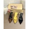 Leopard Print Beauty! Suede Pointed Bow Hollow High Heel Sandals Women's Spring Bag Head Empty Sandals
