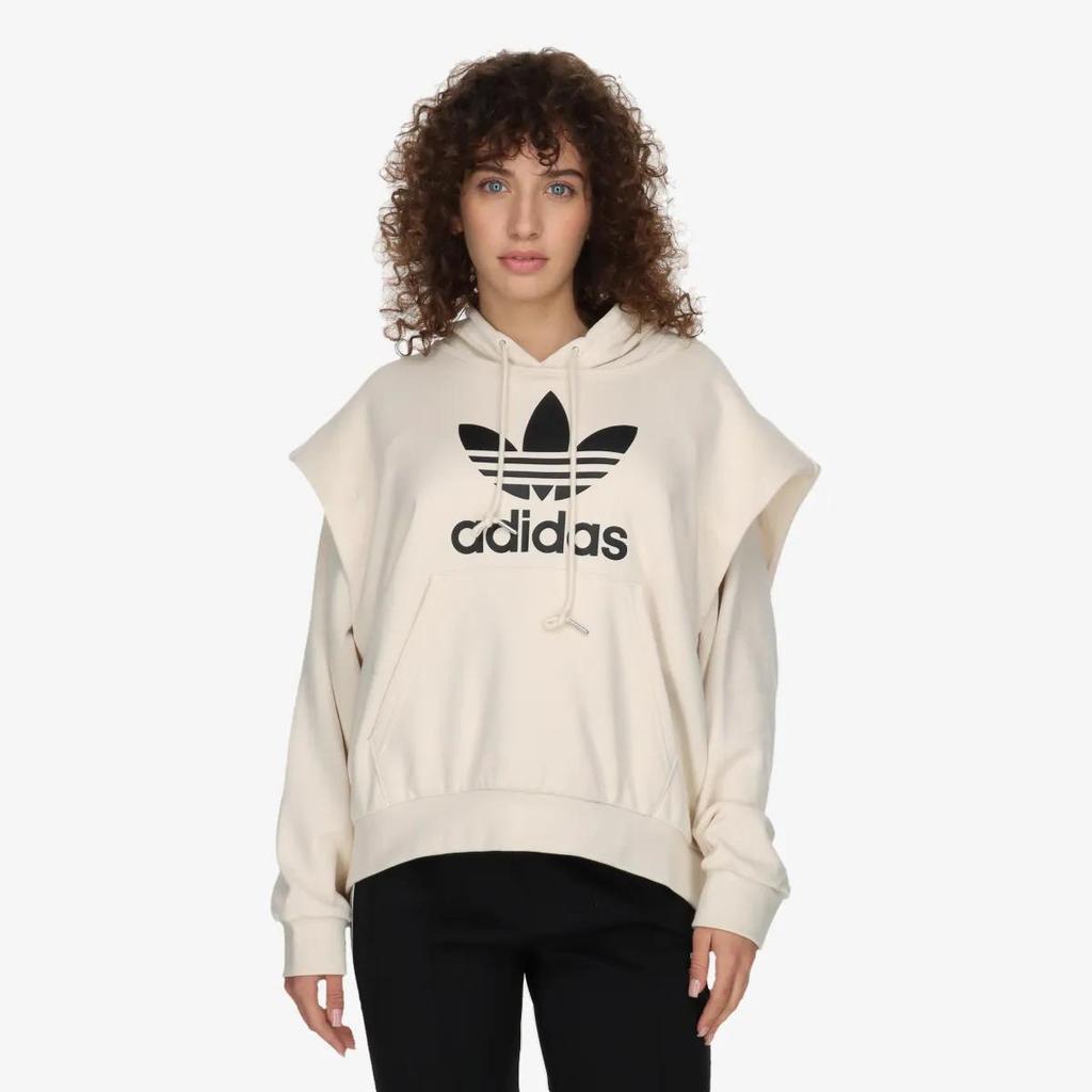 Adidas Originals Sweatshirts Women's Beige Yellow Hooded Moderate Regular (Unisex) Sweatshirts IC5592