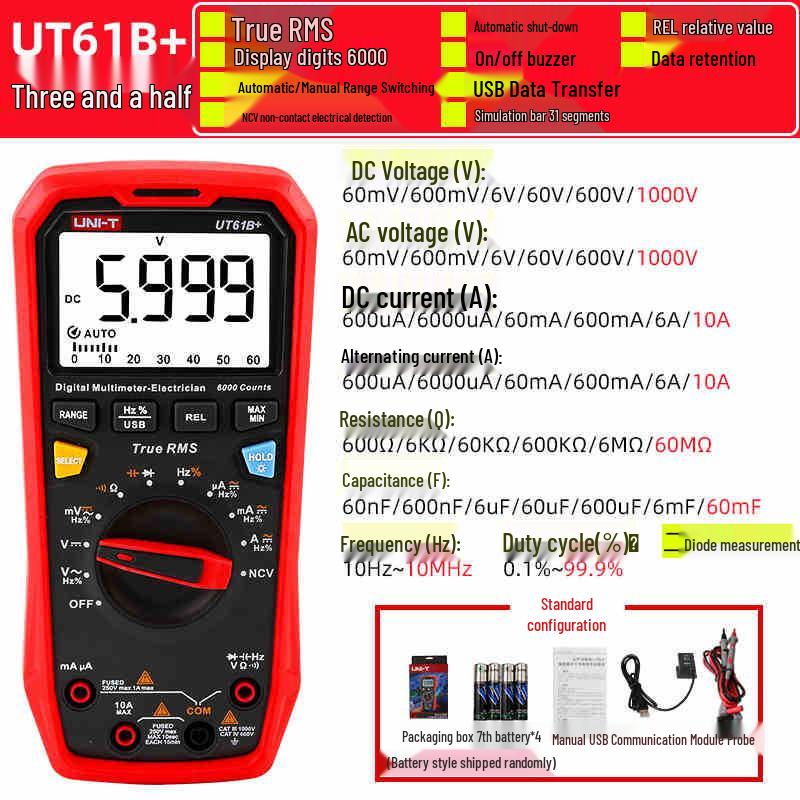 UNI-T UT61E+D+B+ High Precision True RMS Digital Multimeter
