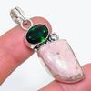 Розовый Опал, Диопсид Ручной Работы Ювелирная Подвеска из Стерлингового Серебра 925 пробы 2.21" E9U79