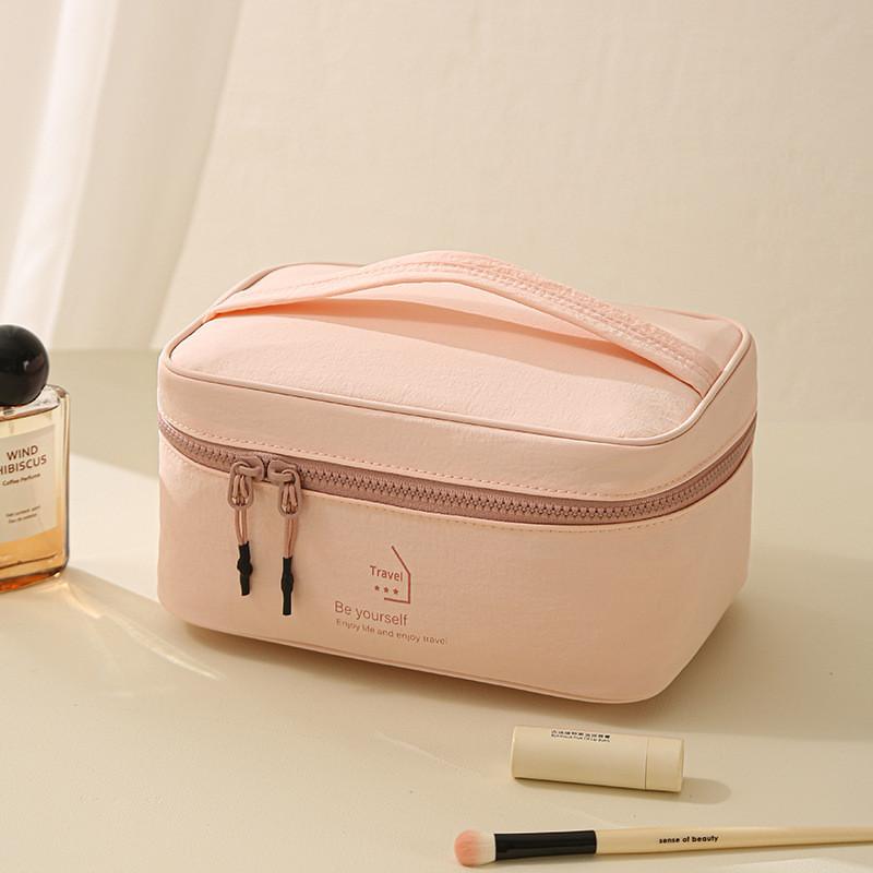 Portable Makeup Case With Multiple Compartments Nylon Travel Toiletry Bag
