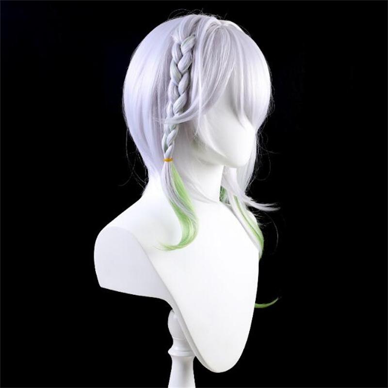 Парик для косплея Nahida, 55 см, Genshin Impact, Nahida Sumeru, смешанные цвета, градиенты, на клипсе, хвостик, парики для Хэллоуина
