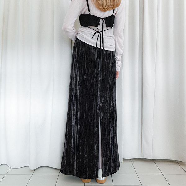Atelier Nine Velvet Crease Maxi Skirt (Sk-5071)