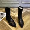 Fashion Pointed Toe Women Mid Calf Chelsea Boots Flats Shoes 2024 Winter Designer New Walking Shoes Sexy Fashion Dress Mujer Zapatos