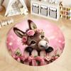 Charming Donkey with Flowers Kids' Playroom Rug round carpet for home sofa bedroom, gift