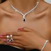 New Jewelry Metal Diamond Necklace Earrings Two-piece Wedding Bride Jewelry Set Combination