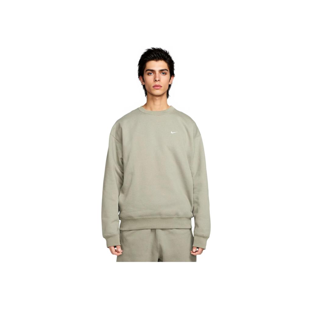 Nike Мужские армейские топы Solo Swoosh с круглым вырезом и флисом, зеленые DX1361-320