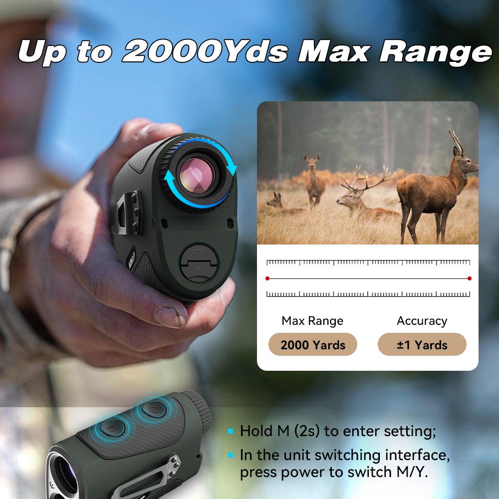 Outdoor Hunting IP66 Waterproof Laser Rangefinder with 7X Zoom Target Lock 2000Yd Tree 2000Yd Tree 7X Zoom IP66 Waterproof
