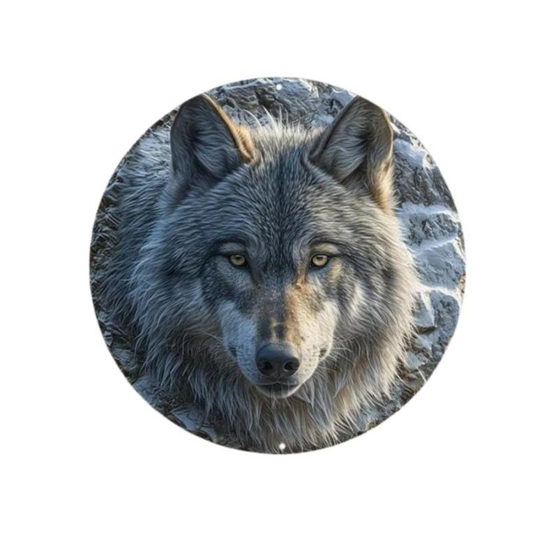 Witch Broom Halloween Sign, Round Aluminum Wall Plaque 20x20cm