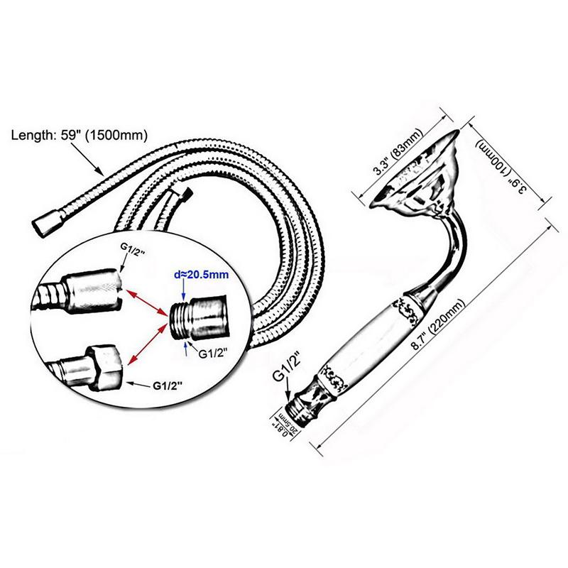 Антикварная латунная керамика Телефон Ручная насадка для душа и шланг 1,5 м Экономия воды Ручной распылитель Душевой набор Nhh116