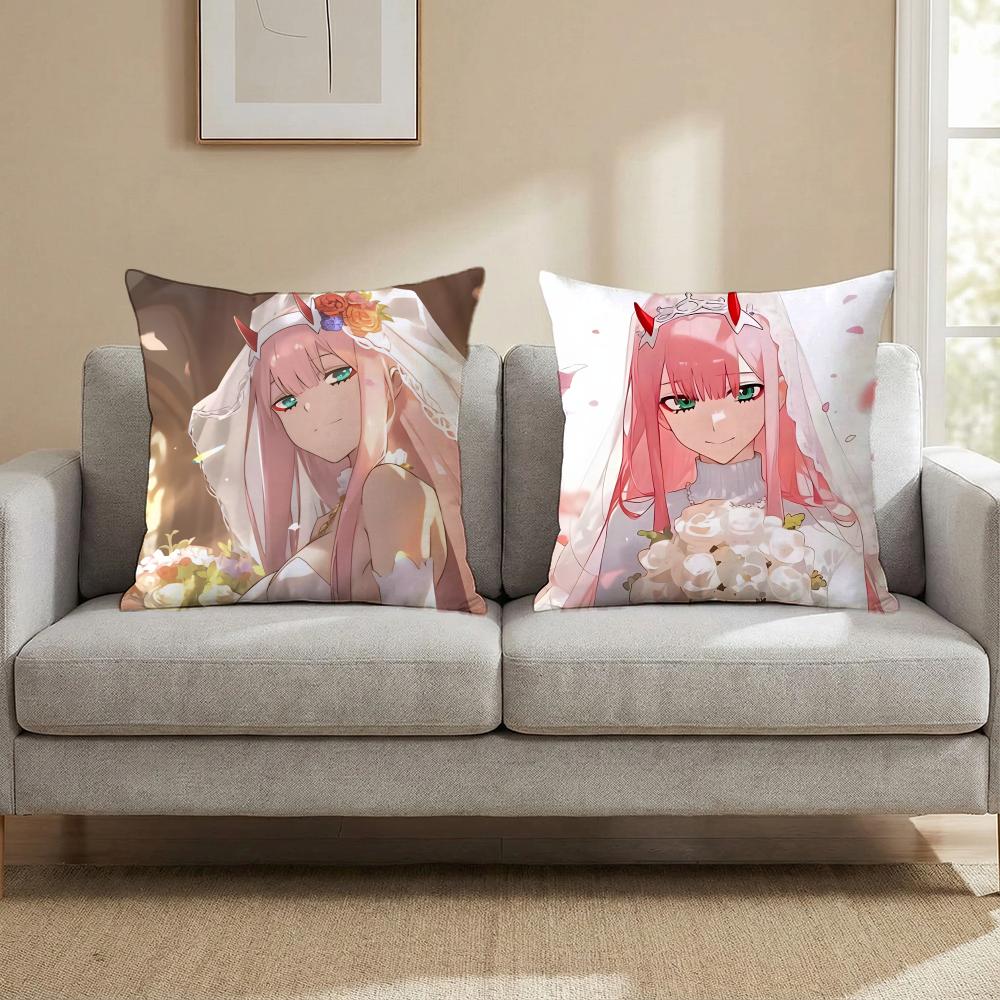 Anime 02 Darling In The Franxx Cushion Cover Cushion Cover Set 4Pcs 50X50 45X45 40X40 Pillowcase Decorative Sofa Home Decor