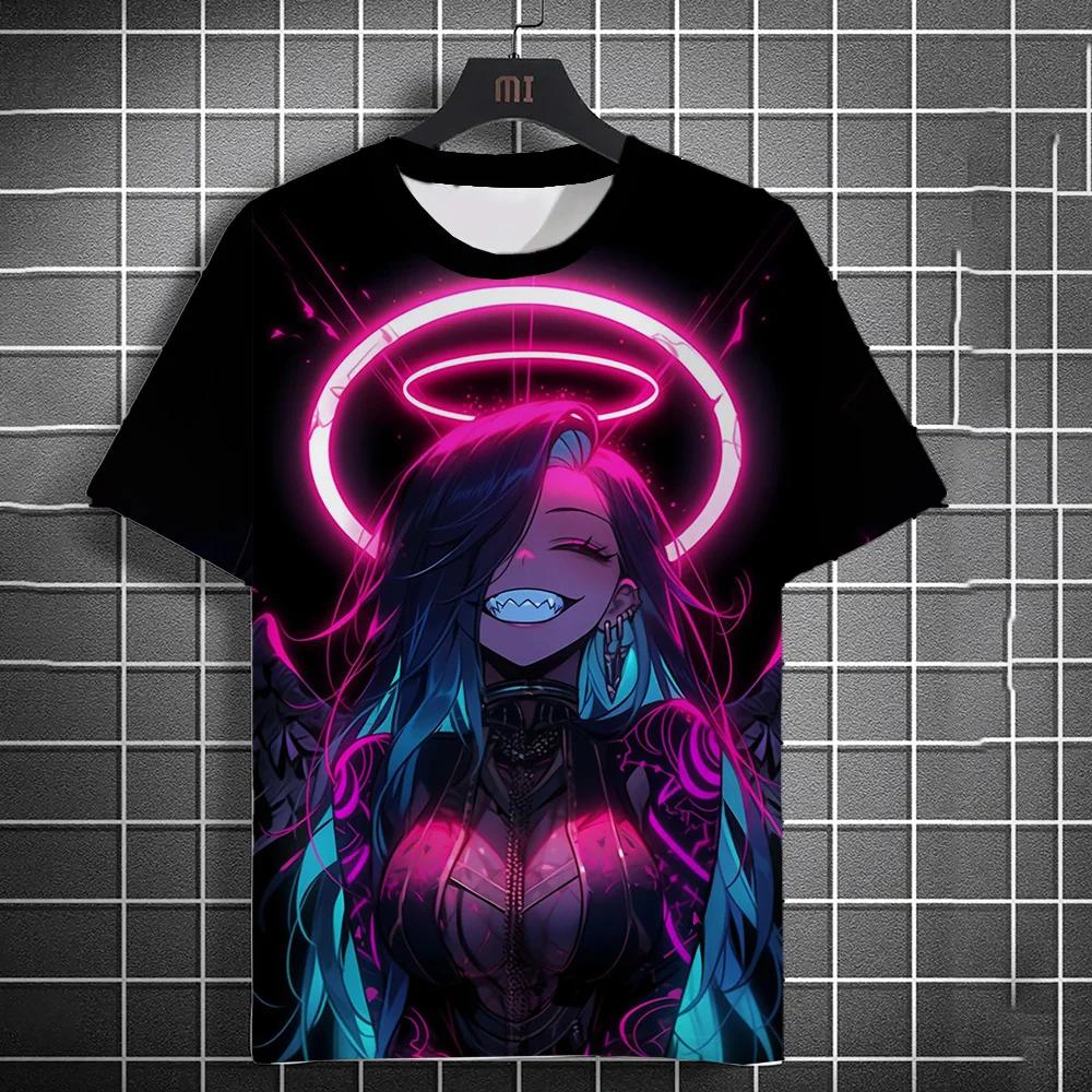 Мужская футболка с рисунком из мультфильма «Сексуальная девушка», летние повседневные футболки в стиле Харадзюку, 3D-принт, хип-хоп, топы с круглым вырезом