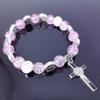 New Single Circle Popcorn Crystal Bead Bracelet with Fresh Cross Recitation Beads for UNISEX