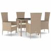 VidaXL Garden Dining Set with Cushions 5 Pcs Beige Poly Rattan 3157562