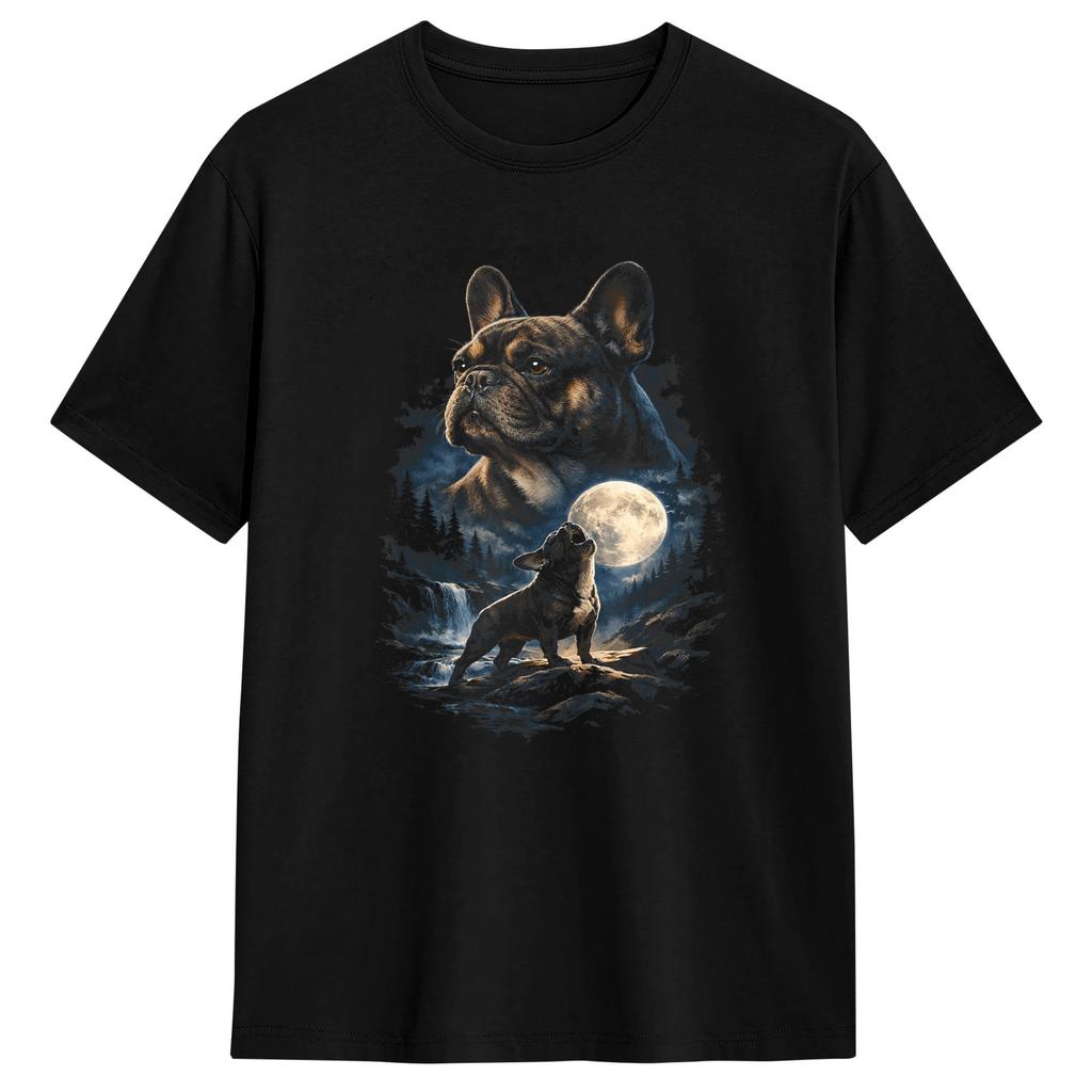 French Bulldog Howling To The Moon Dog Lover Vintage Graphic Cotton T Shirt For Unisex Summer Funny Tshirts Leisure Tee Shirt