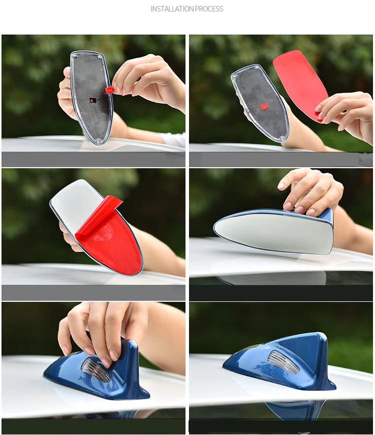 New Universal Auto Car Shark Fin Solar Powered LED Flash Lights Rear ABS Material Replacement Security Warning Tail Light