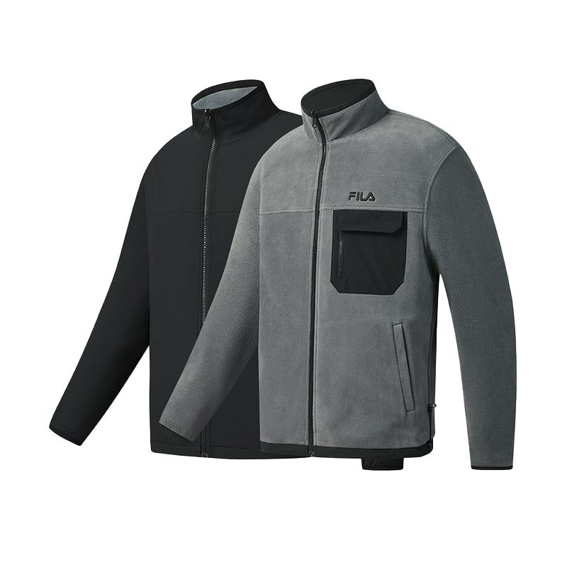 Fila Фитнес Двусторонняя Свободная Куртка с Воротником-стойкой Теплая Флисовая Куртка Унисекс A51U541502F-BK