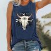 Женские футболки без рукавов и футболки с принтом тотема и черепа коровы, повседневный жилет, уличный стиль, майки с круглым вырезом, летняя женская одежда