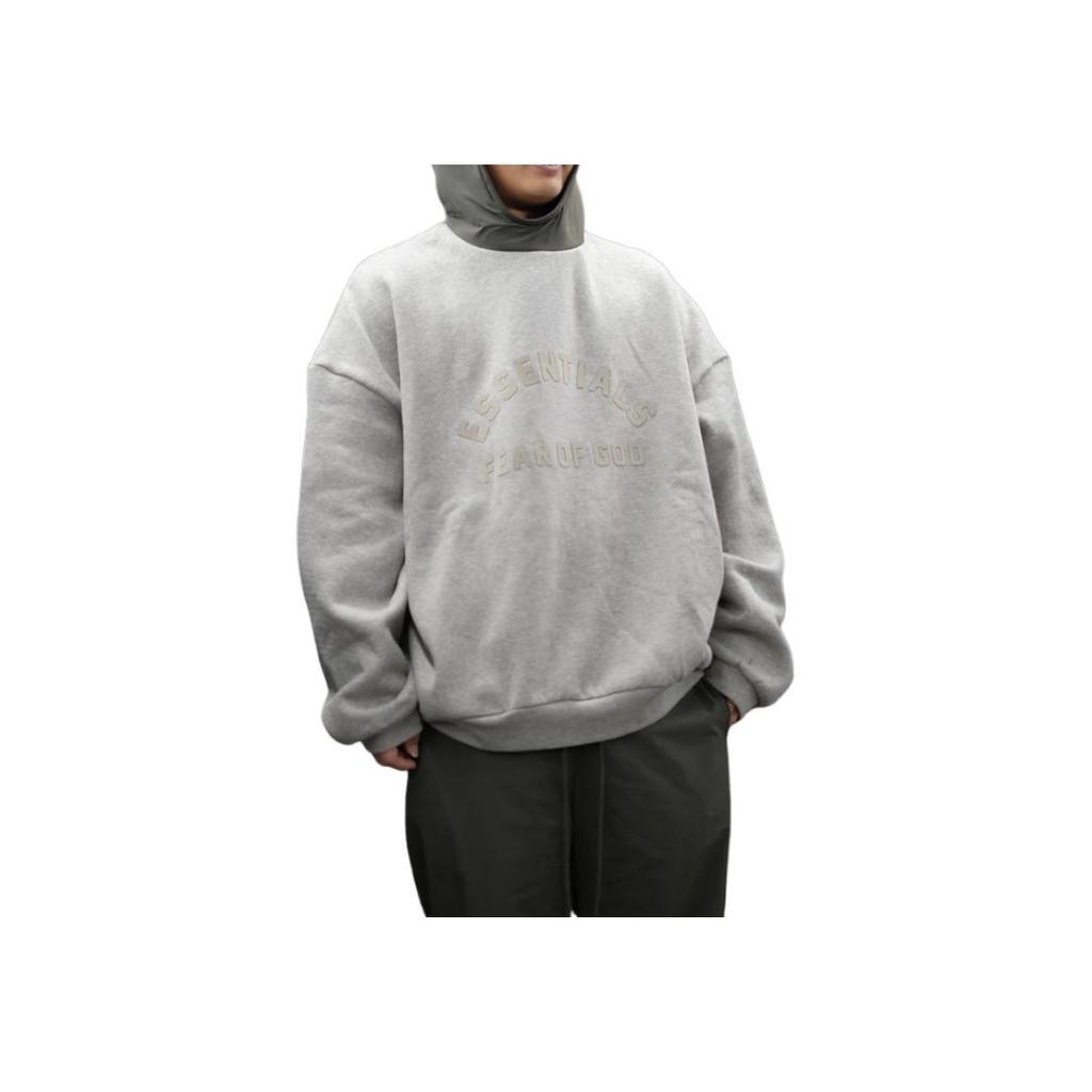 Fear of God Essentials Худи из флиса с нейлоном Темно-серый Овсяный/Чернильный Мужские Топы Серый 202SP244313F