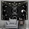 Загадочный гобелен «Солнце и Луна» для подвешивания на стену - Декор в виде черно-белой астрологической карты, Подходит для гостиной/спальни