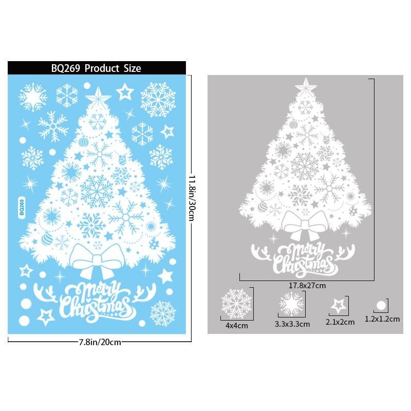 Christmas Window Clings Santa Tree Bell Sleigh Snowman Reindeer Snowflake PVC Static Stickers Home Decor