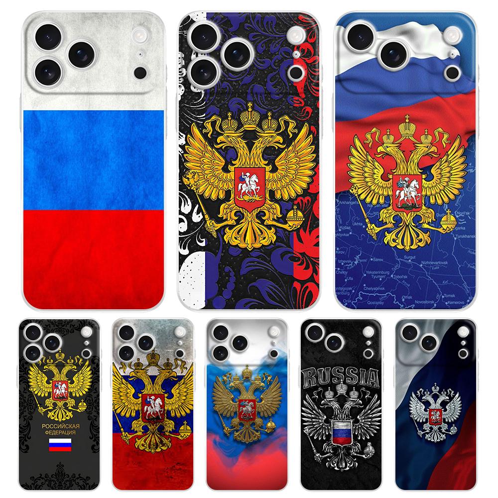 Мягкий прозрачный чехол из ТПУ для телефона iPhone 17 Air 16E 16 11 15 14 Pro MAX 12 13 7 8 Plus SE Пасхальный чехол Защита Российский флаг